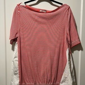 Red and White Striped Women Top